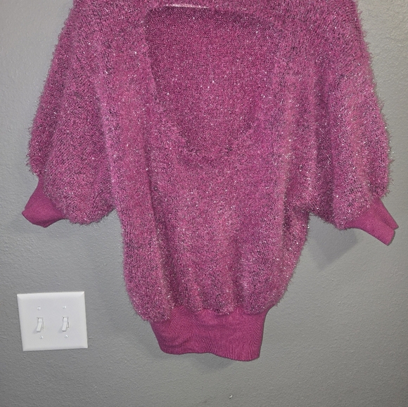 Anthropologie Maeve The Violetta Pink Tinsel Open Back Sweater Size Small - Picture 7 of 16